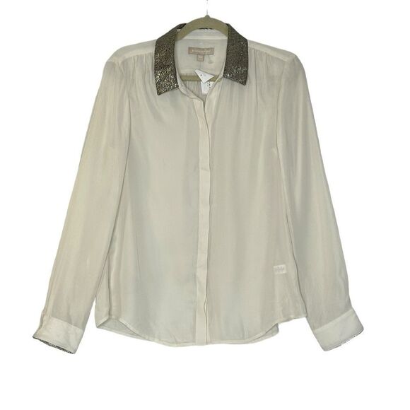 Banana Republic Cream Sheer Long Sleeve Top| Size M - Picture 1 of 6